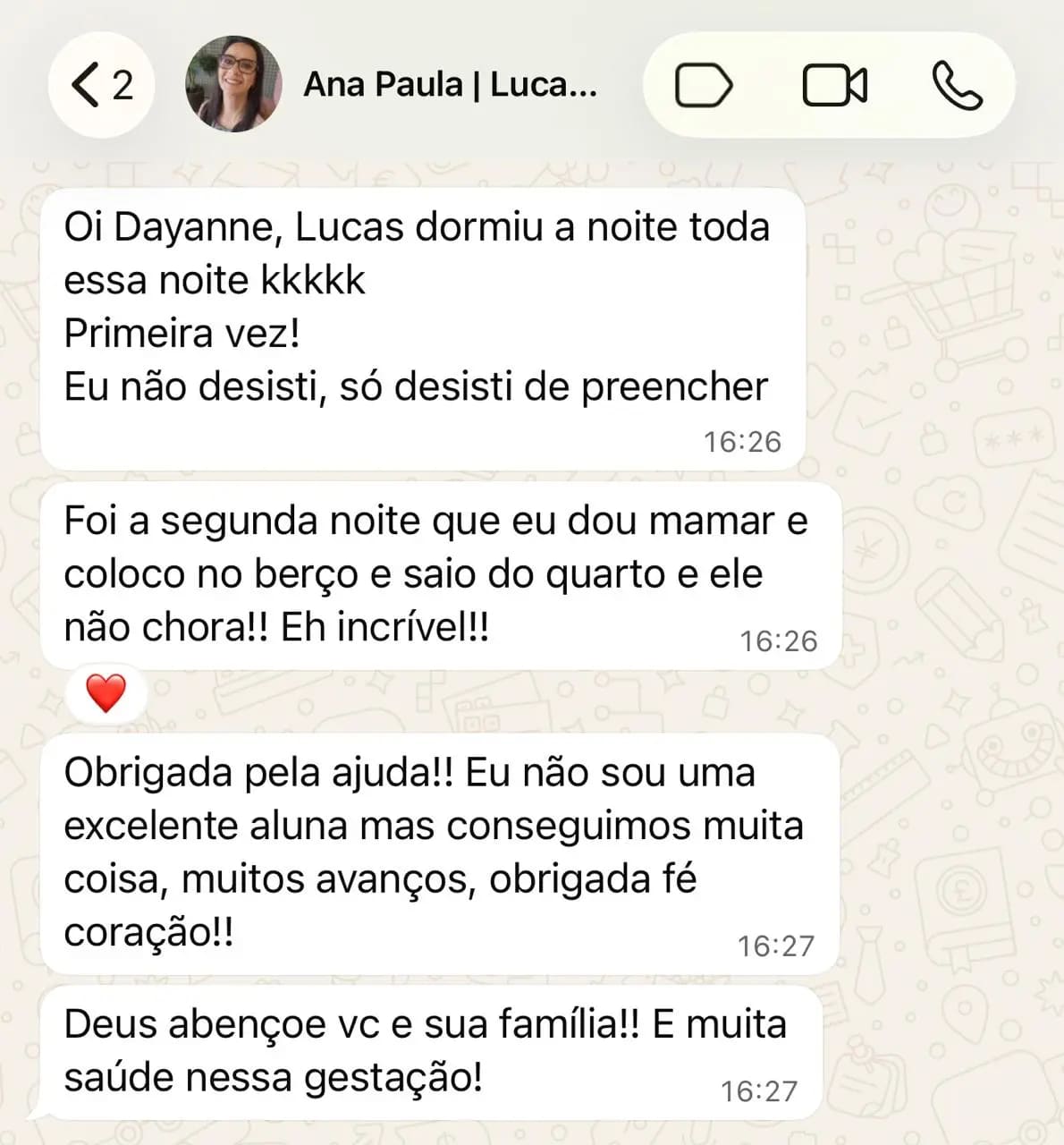 Depoimento de mãe no WhatsApp