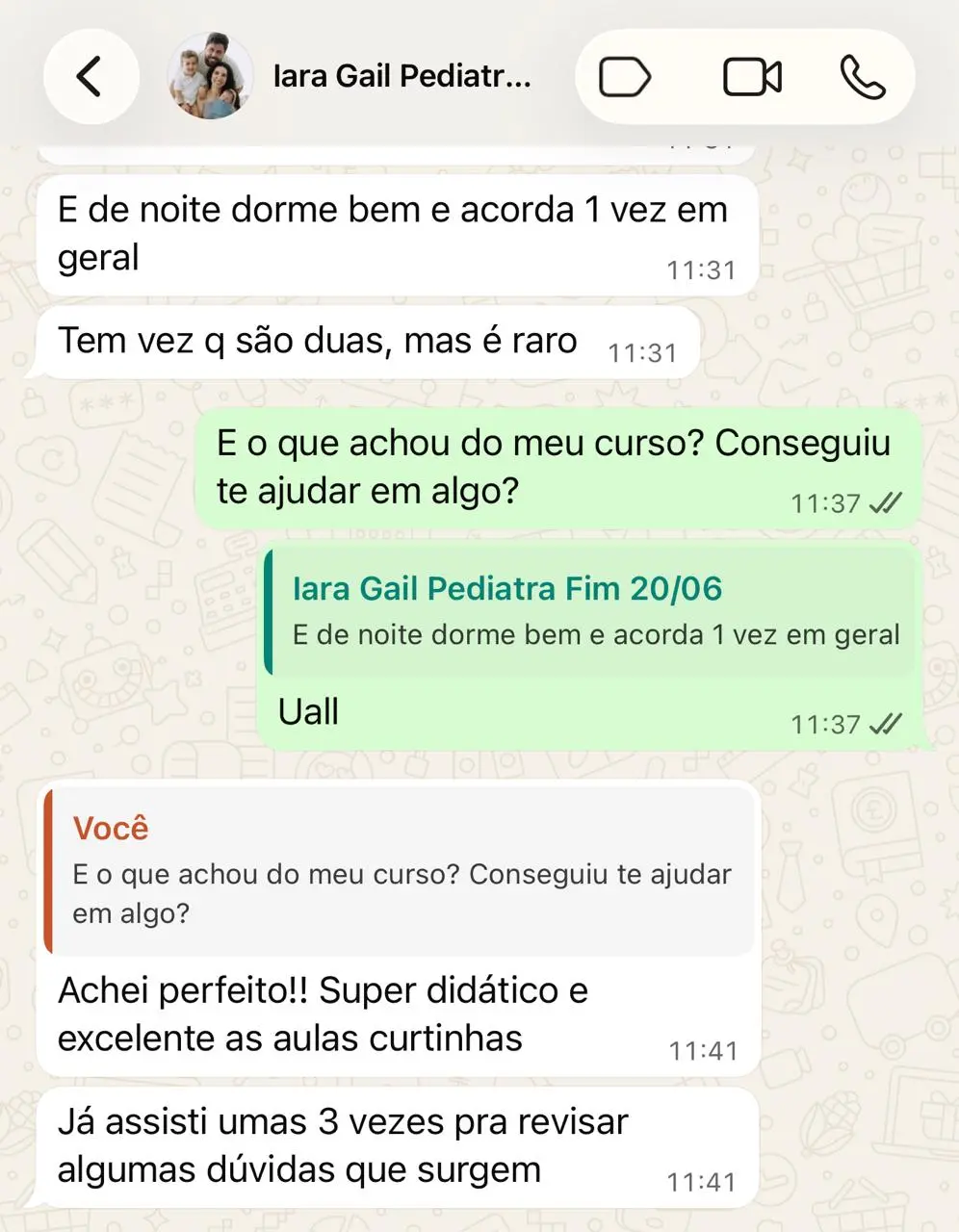 Mensagem de mãe satisfeita com o método