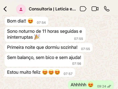 Mensagem de mãe satisfeita com o método