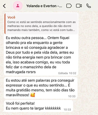 Mensagem de mãe satisfeita com o método